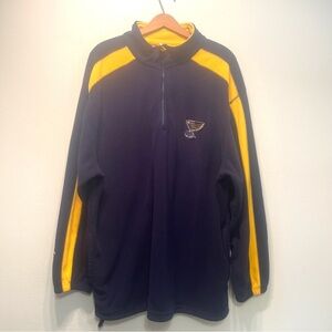 NHL St.Louis Blues Quarter Zip Size 2XL (No Tag) Logo Blue Yellow Fleece Pockets